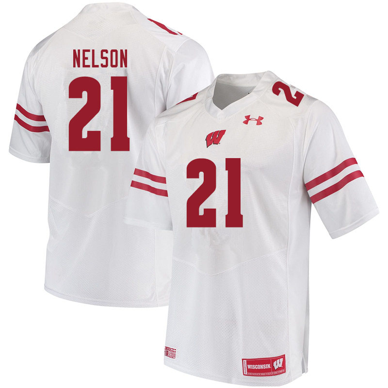 Men #21 Cooper Nelson Wisconsin Badgers College Football Jerseys Sale-White - Click Image to Close